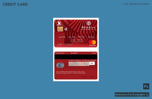 Beispielvorschau für eine Mastercard der Hong Kong Bank of China